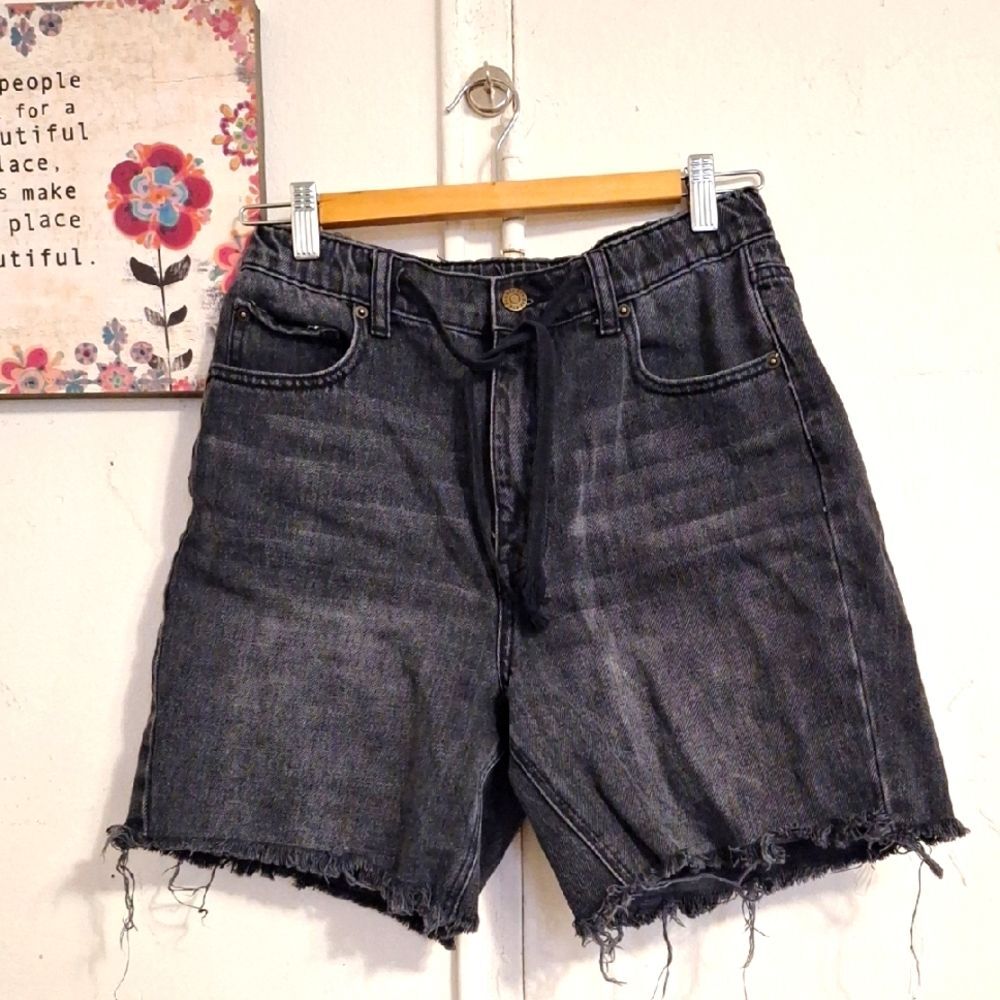 BDG Faded Black Jean Pull On Shorts High Waist Denim